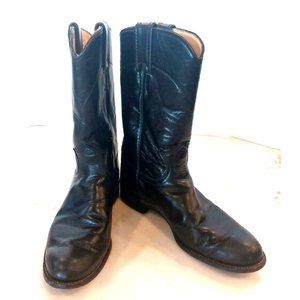 Justin Classic Ropers Black Womens Sz 7.5B Leather Round Toe Cowboy Boots L3703